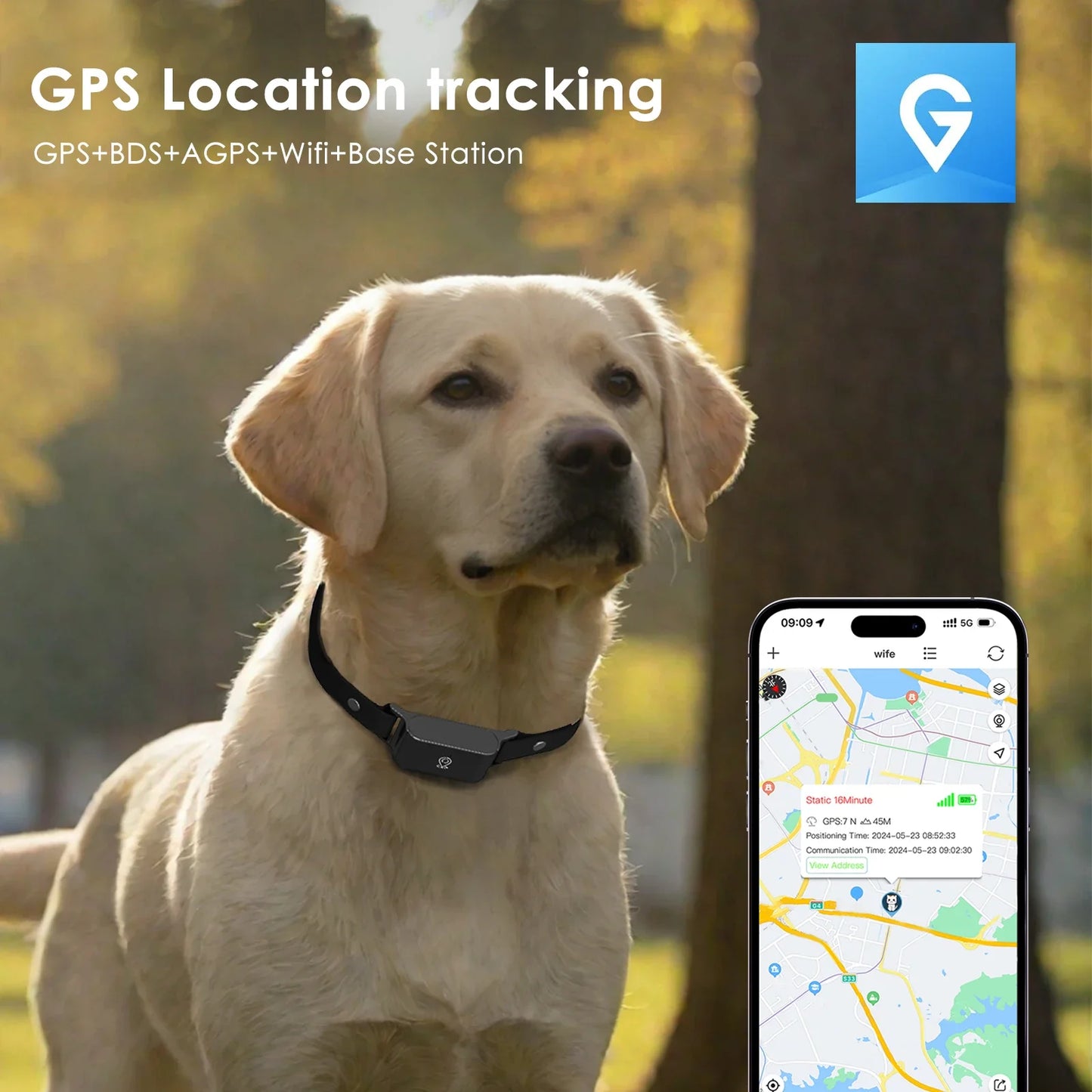 Collar GPS 4G resistente al agua – Rastreo en tiempo real para perros y gatos