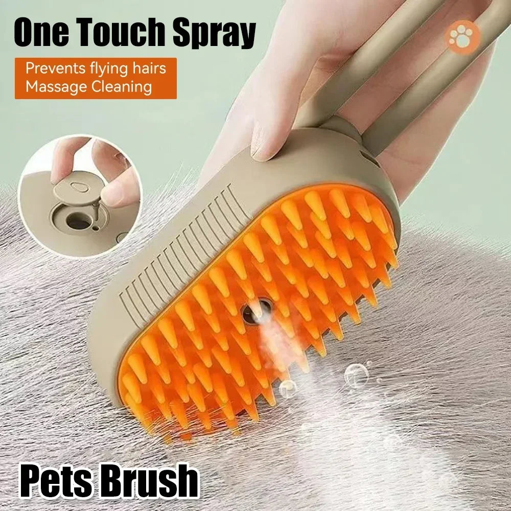 Peine eléctrico con spray para gatos y perros – Masaje y baño en uno