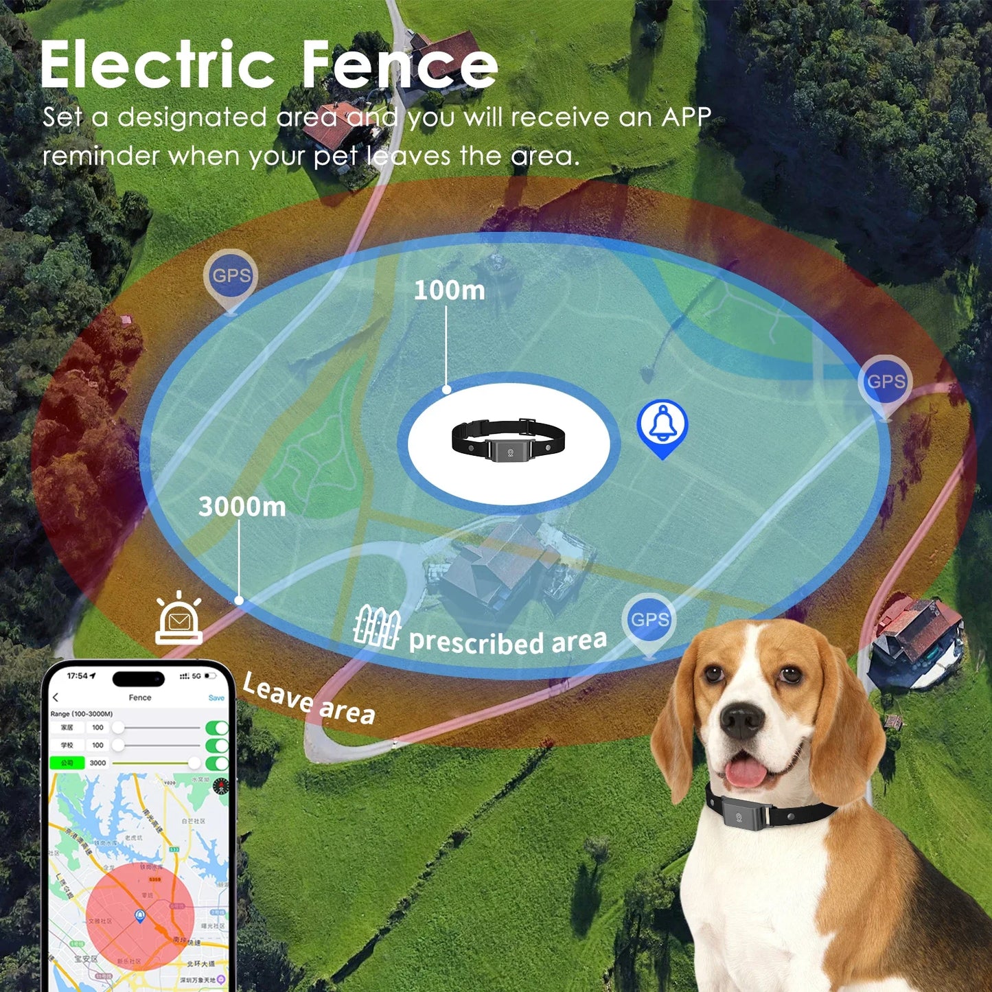 Collar GPS 4G resistente al agua – Rastreo en tiempo real para perros y gatos